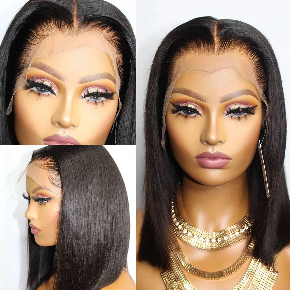 Бразильские прямые короткие парики Melodie с короткими кружевами фронтальные 13x4