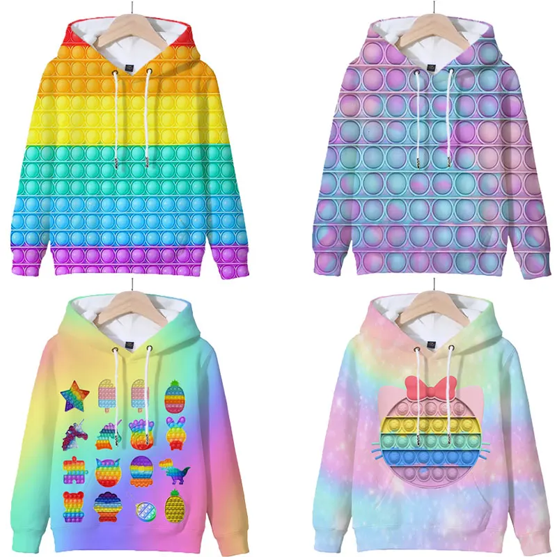 

Толстовка детская с капюшоном и 3D-принтом, свитшот с капюшоном в мультяшном стиле, забавная толстовка для мальчиков и девочек, худи в стиле поп-ИТ, Осенняя детская одежда, толстовка