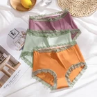 3 шт.компл. новые кружевные трусики, женские хлопковые трусики с завышенной талией, брифы женские сексуальные