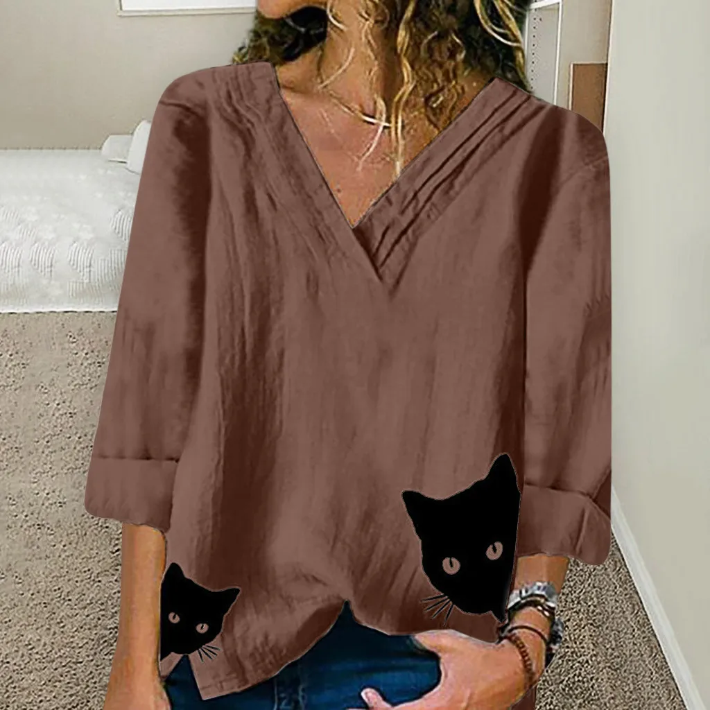 Льняная блузка размера плюс Женская Осенняя Туника 2020 женские свободные топы в