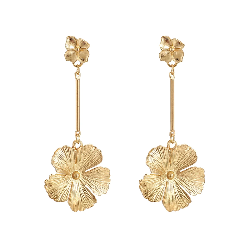 Docona 14 стильных элегантных золотых больших листьев цветов Висячие серьги для