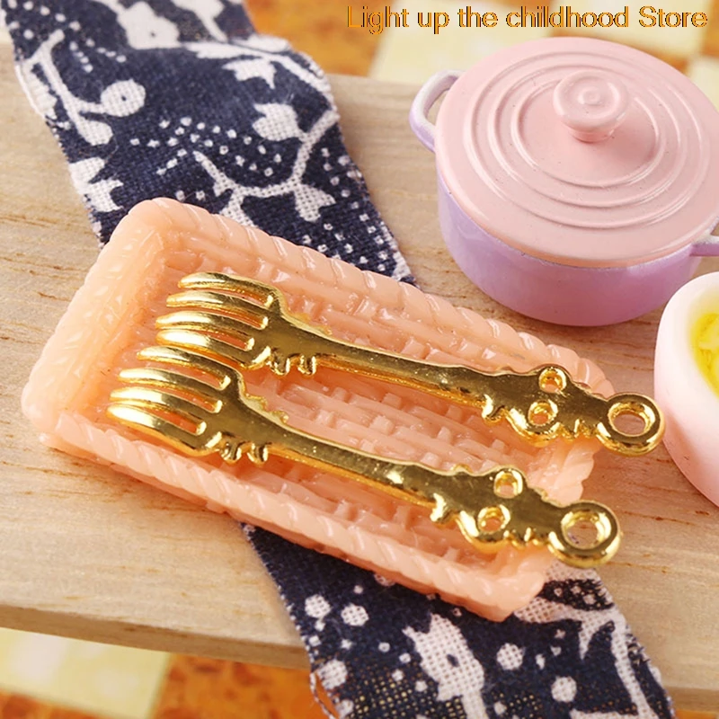 

2 шт. мини кухонная Золотая вилка, мини модель 1:6, кукольный домик, посуда, украшение «сделай сам»