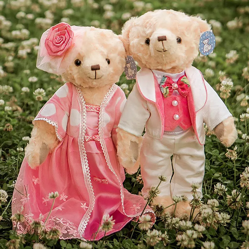 2 шт./пара 38 СМ Корея ins с изображением милой пары teddy bear торжественное платье мишка
