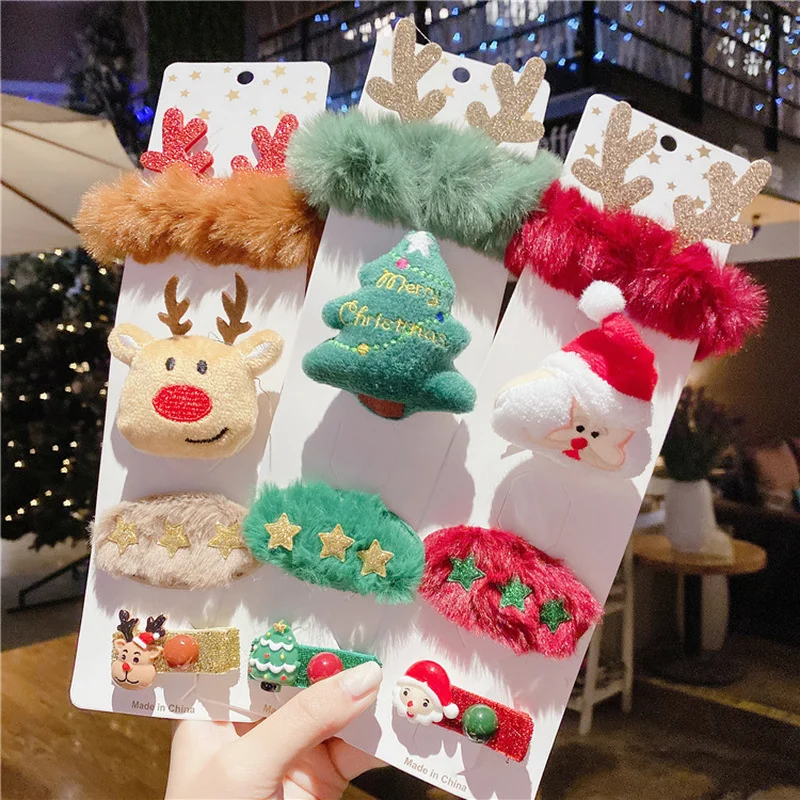 

4pcs Christmas Headdress Cute Deer Ear Flower Hairpins Hair Decorationd Beautiful Deer Antlers Hair Clips Hair Accessories