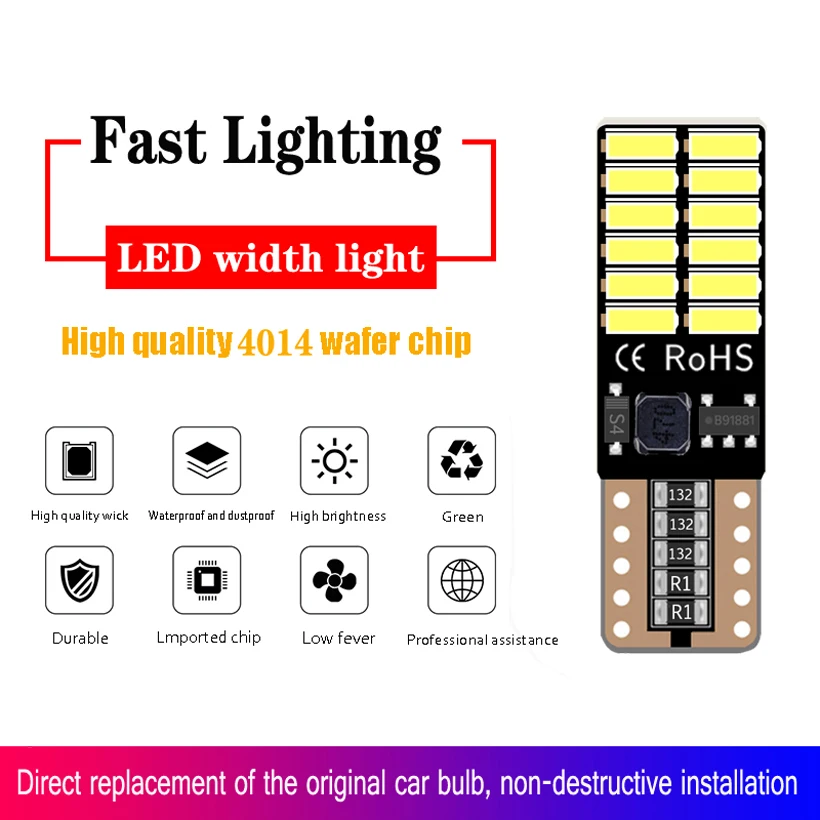 5w5 T10 светодиодный авто лампа автомобиля W5W 4014 24SMD 6500K светильник излучающие диоды
