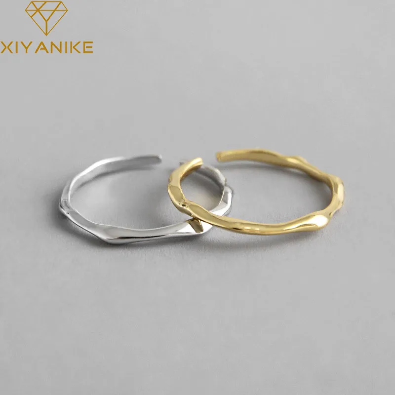 

XIYANIKE 925 Sterling Silver HOT Sale Geometric Irregular Thin Ring Women Fashion Cool Smooth Minimalist Adjustable Ring Jewelry