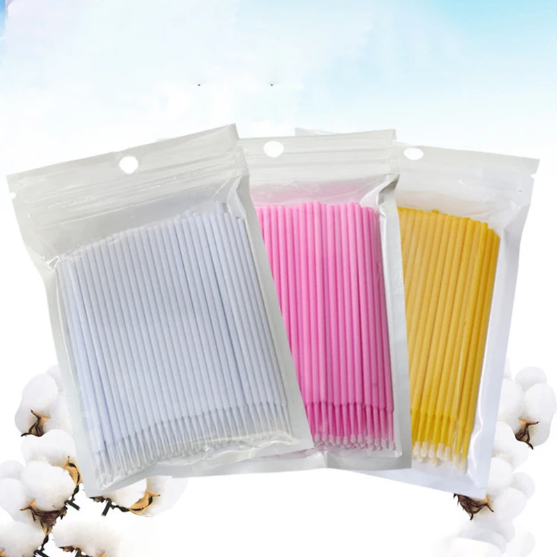 100 шт одноразовые ватные тампоны мини индивидуальные аппликаторы для ресниц