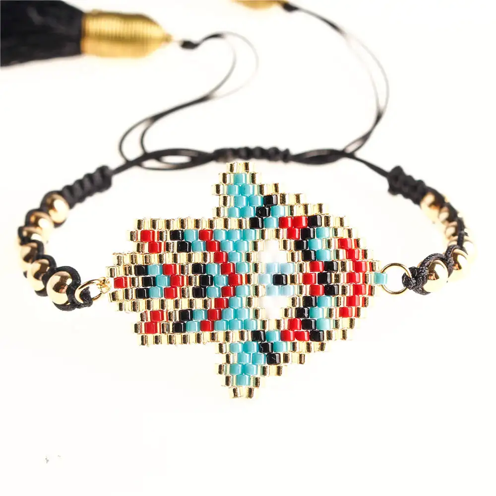 Shinus Pulseras Mujer Moda MIYUKI Evil Eye Bracelet Women Hamsa Hand Bracelets Jewelry Miyuki Joyeria Handmade Summer Beach