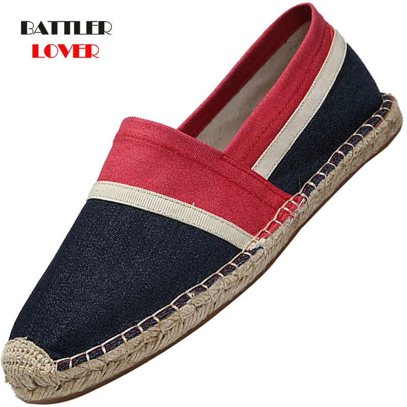 

Fashion Men Flats Plimsolls Striped Canvas Boys Casual Linen Shoes Man Hemp Shoes Male Espadrille Fisherman Shoe Tenis Masculino