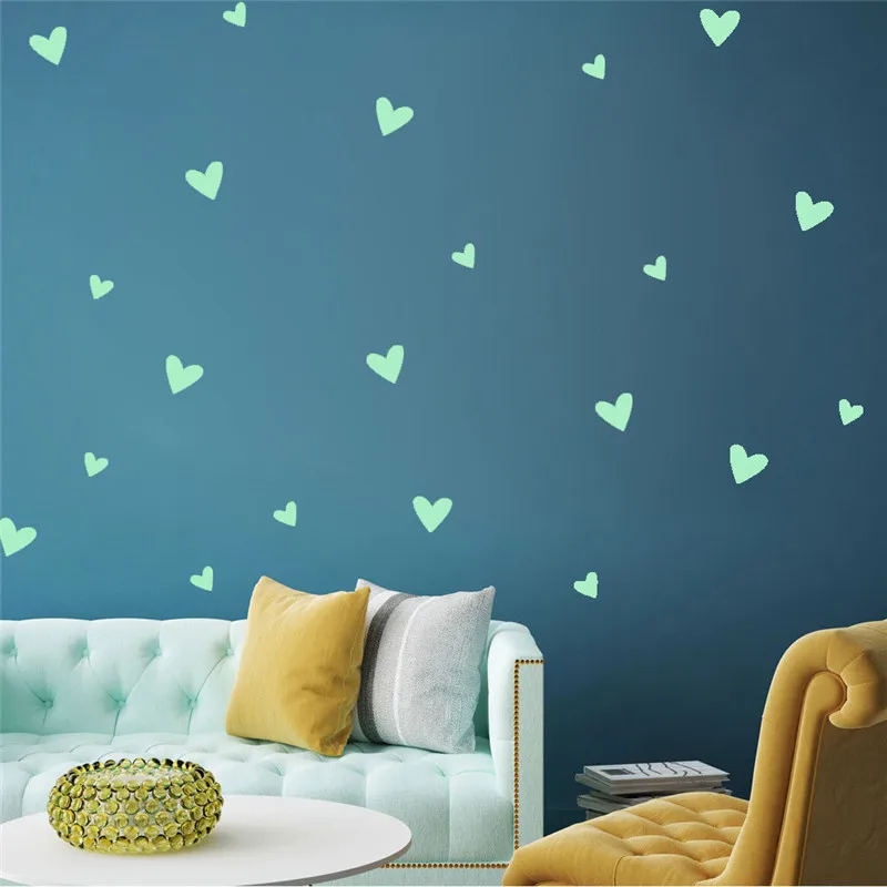100 шт. флуоресцентные наклейки на стену в форме сердца|Наклейки стену| |