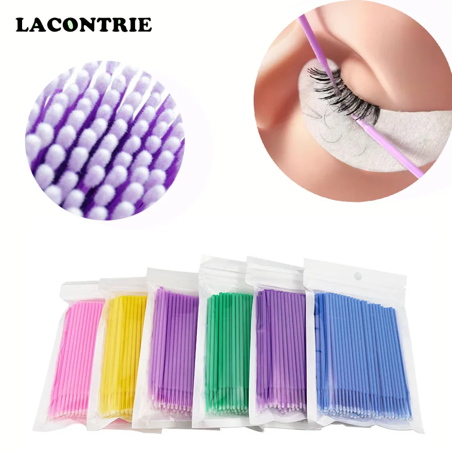 Кисти для макияжа 100 шт Одноразовые микро Аппликаторы кисти Индивидуальные