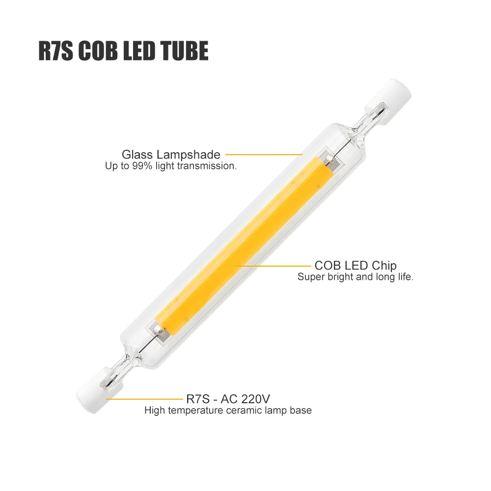 1 шт. светодиодная лампа R7S COB в стиле ретро 4 Вт 78 мм 8 118 м сменная