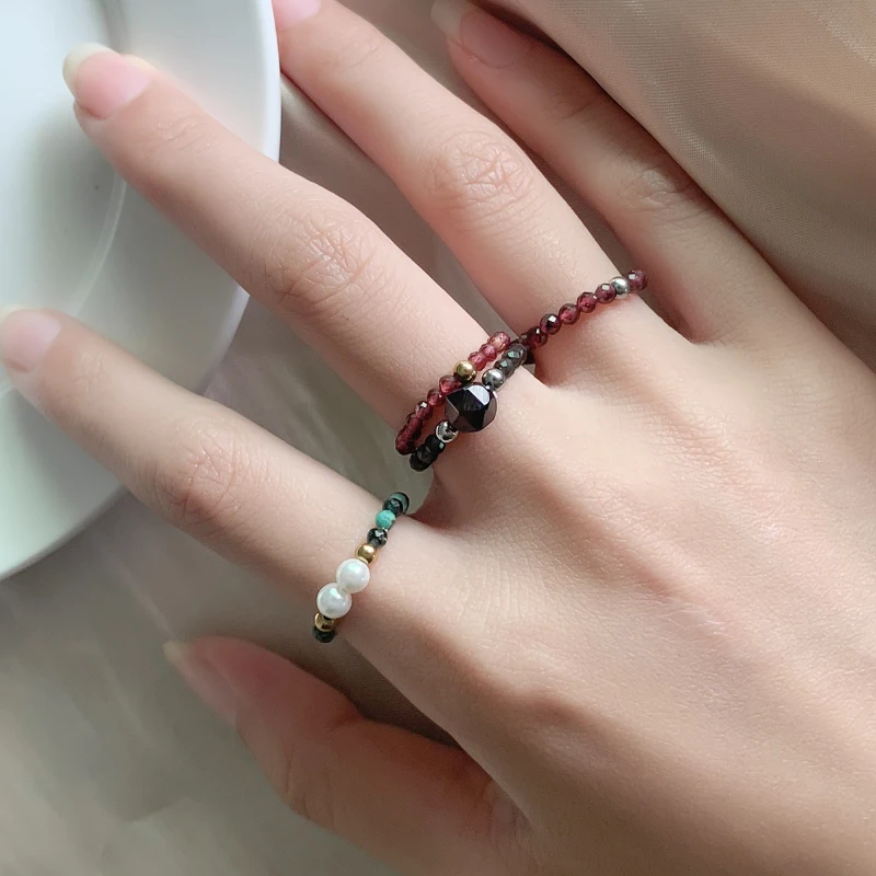 Momiji готическое ручная работа классическое кольцо из натурального камня для
