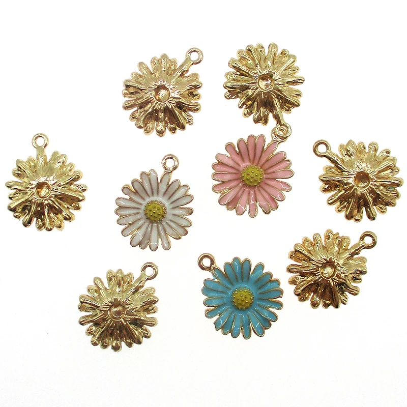 10pcs/lot chrysanthemum flower charm enamel charms for jewelry making and crafting fashion bracelet pendant XL665 - купить по