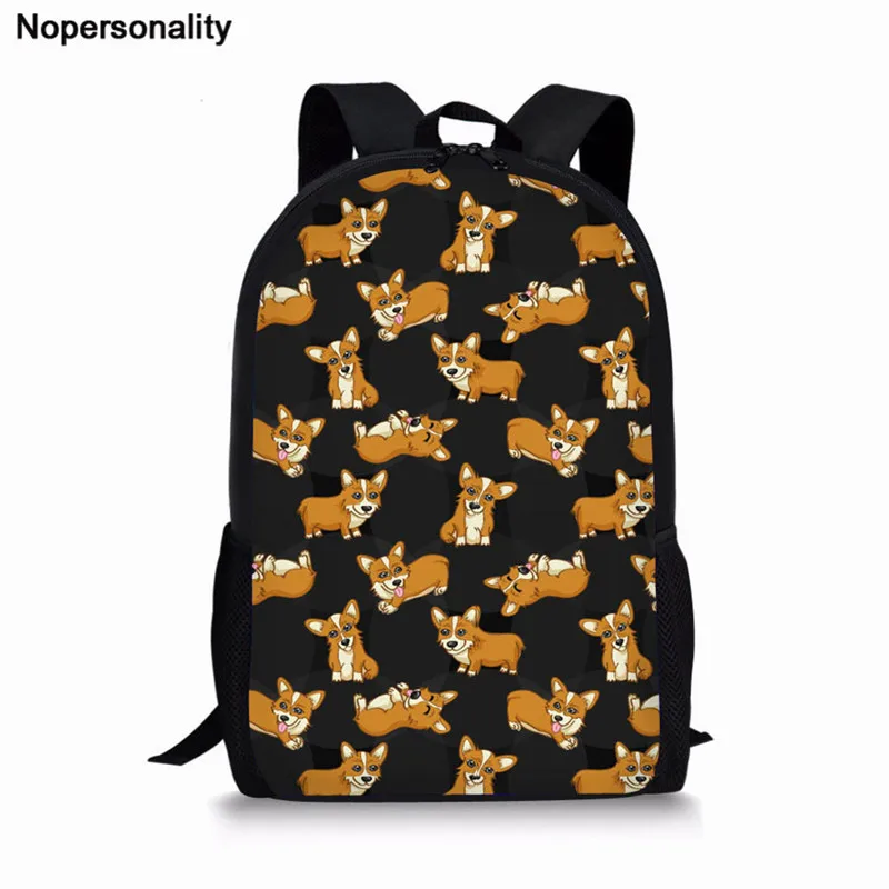 Z3880C Nopersonality Cute Corgi Dog School Bag Set Black Child Schoolbag for Teenager Girls Boys Junior Primary Children Kids Book Bags - Цвет: Z3880C