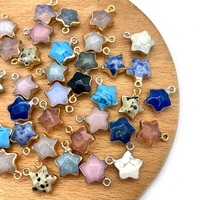 5pcspack star shaped charms natural semi precious stone section pendants agate rose quartz diy for making necklace 13x16mm size