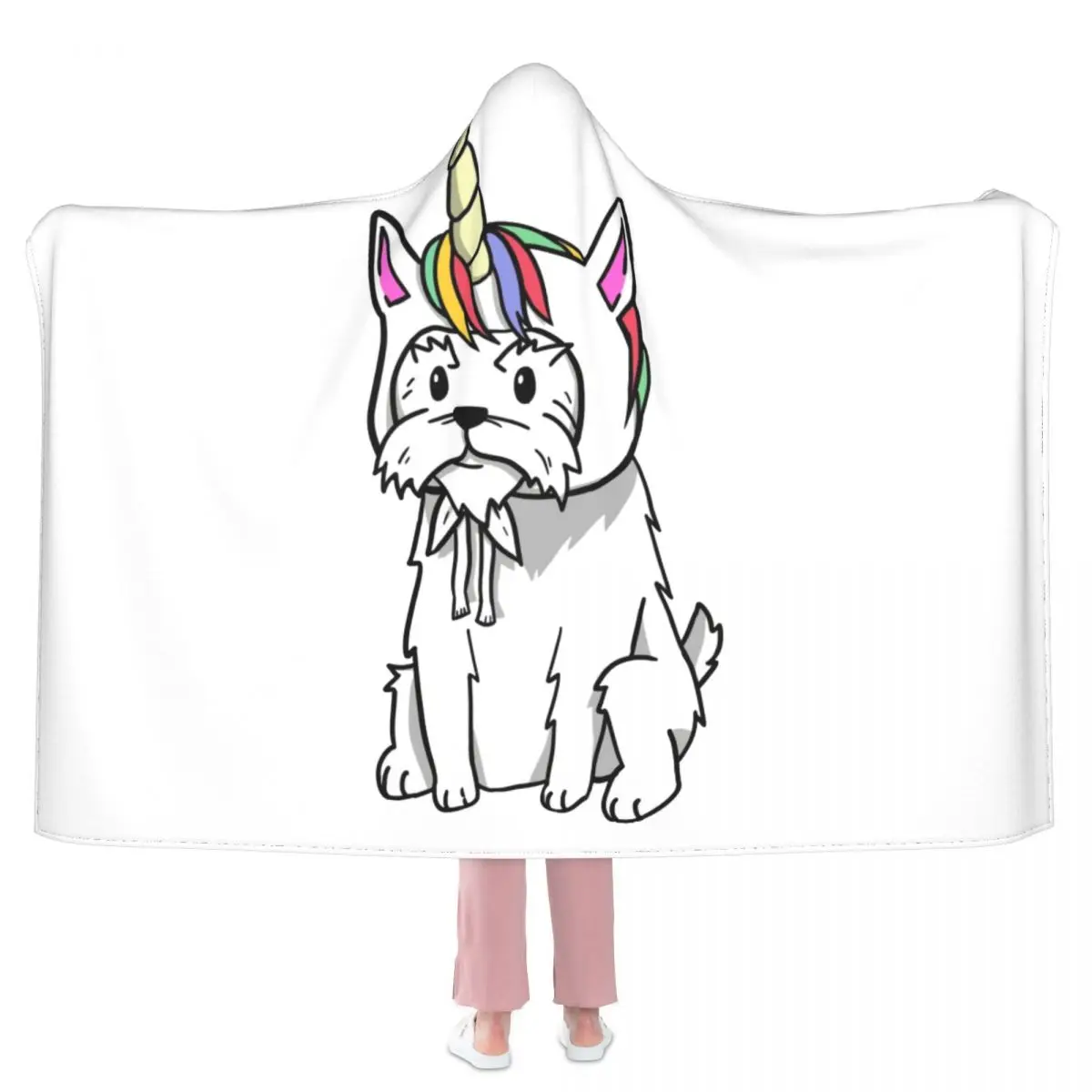

Funny Unicorn Westie Blanket Dog Pet Lover Fleece Summer Hoodie Blanket Soft Fashion Novelty Bedspread