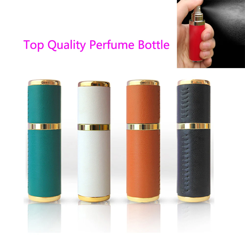 Perfume Bottle 5ml Mini Perfume Atomizer Handwork Leather Refillable Spray Bottle Travel Leakproof Container Buttom Valve