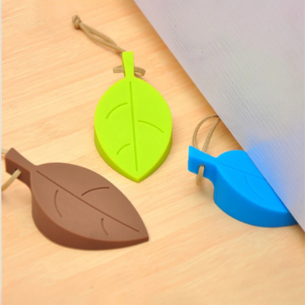 Leaves-Tope de puerta de silicona para ni&ntilde;os, anticarpeta, seguridad manual, tarjeta, colgante-0