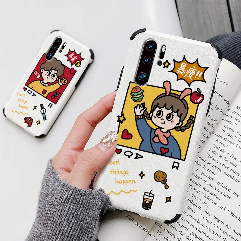 

Cute Gluttonous Girl Phone Case For Huawei P30 P30Pro P30Lite Pro Lite Liquid Silicone Cover