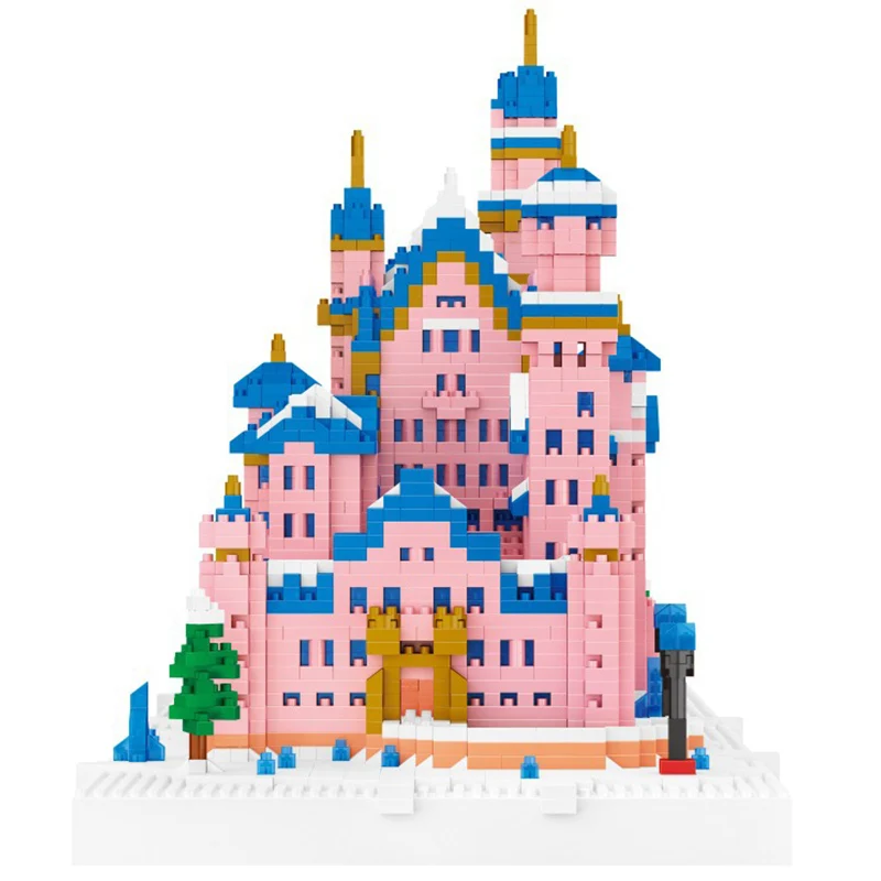 

Creative 6392pcs Pink Swan Lake Castle Model Micro Building Blocks DIY Famous Architecture Diamond Bricks Toys For Girls Gifts