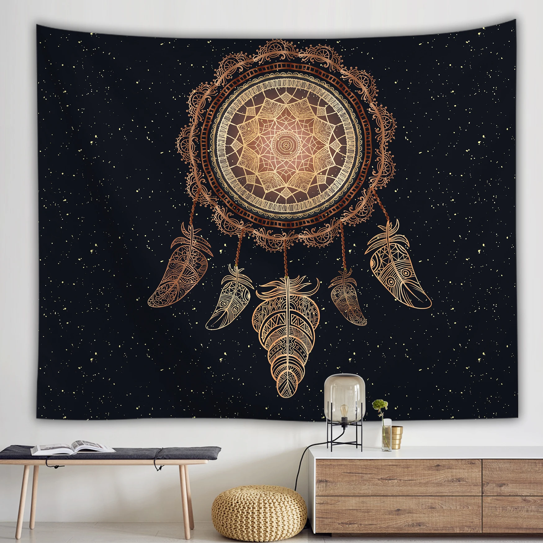 

Dreamy Starry Sky Dreamcatcher Wall Hanging Tapestry Mandala India Psychedelic Carpet Wall Blanket Dorm Beach Yoga Bohemia Decor