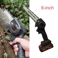6 inch electric chain saw portable electric pruning saw woodworking cutter tool rechargeable garden logging lithium battery 800w
