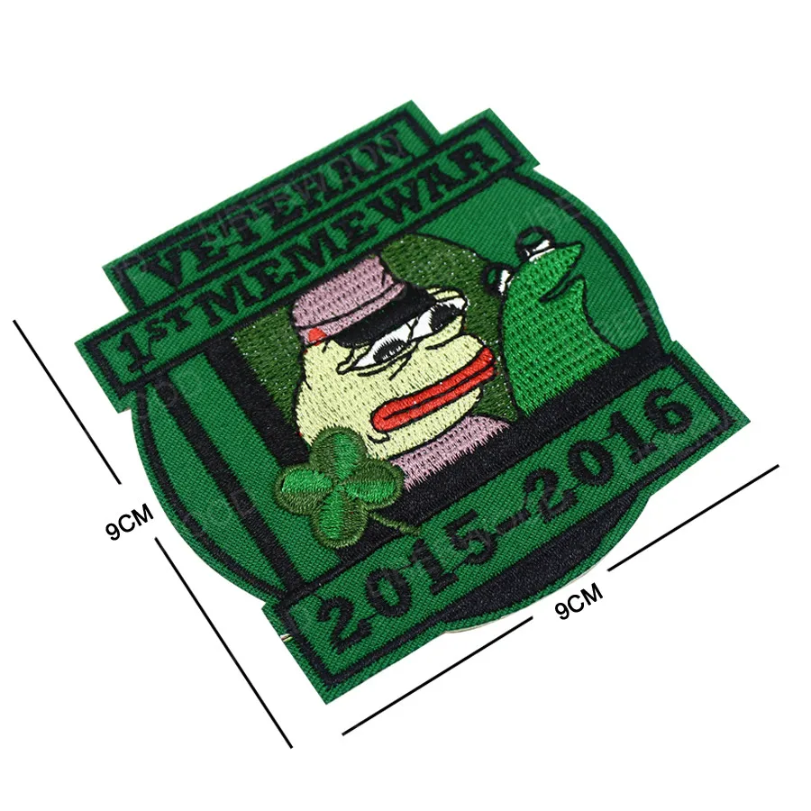 IRON ON 1ST MEME WAR Смешной Sad Pepe The Sad Frog Meme патч Sad лягушонок Пепе вышивка нашивки значки аппликации для куртки Рюкзак - Цвет: IRON ON 1ST MEME WAR