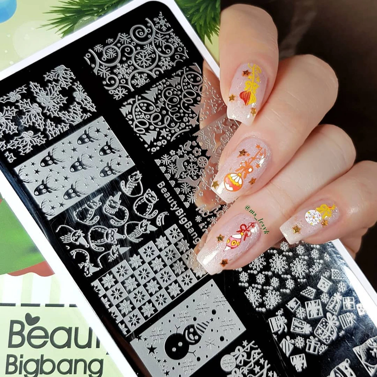 BeautyBigBang пластины для стемпинга ногтей Зимняя Рождественская тема Снежный олень изображение 12 см из нержавеющей стали штамп шаблон для стемпинга для нейл-арта