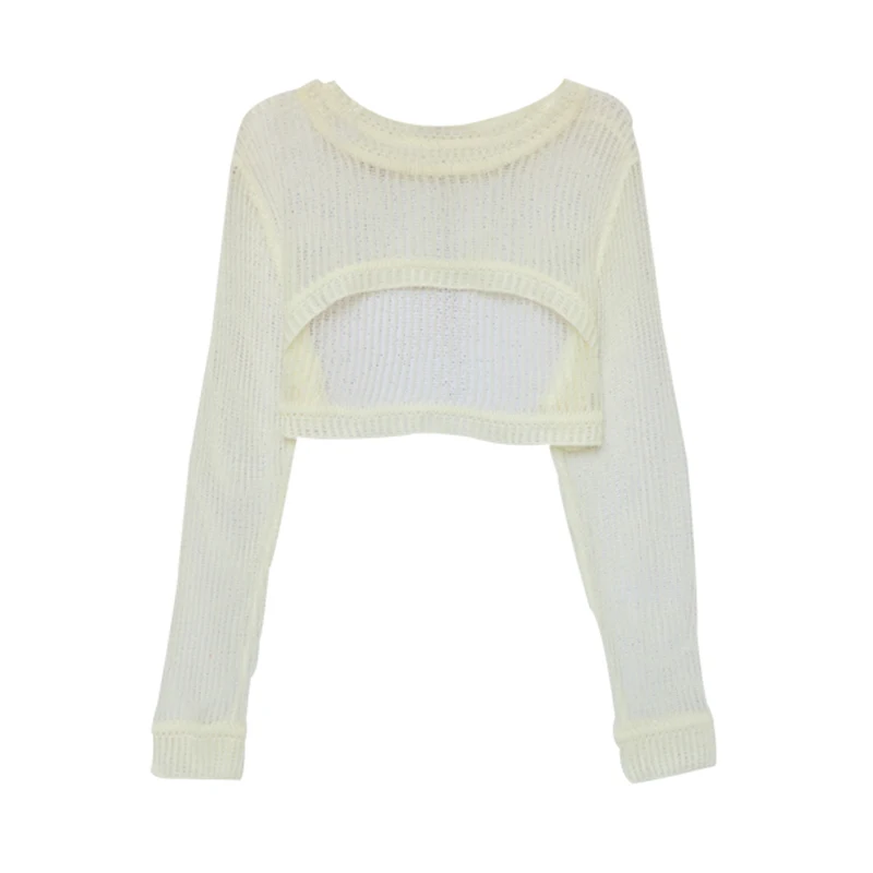 

Women's Korean-Style Casual Thin Knitwear 2020 Summer New Loose Sun Protection Pullover Blouse Short Long Sleeve Top