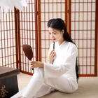 Белые женские топы в китайском стиле штаны Hanfu, Ночная одежда, пижама Wuxia, костюм для косплея, одежда для сна династий Тан, традиционная китайская Пижама