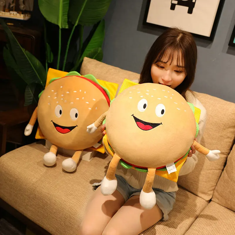 

Cartoon Food Hamburger Plush Toys Children Bread Cloth Doll Room Bed Decor Sleeping Pillow Baby Birthday Christmas Gift