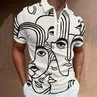 Рубашка-поло мужская с коротким рукавом, модная уличная одежда в стиле пэчворк, повседневный деловой дизайнерский топ на молнии с отложным воротником