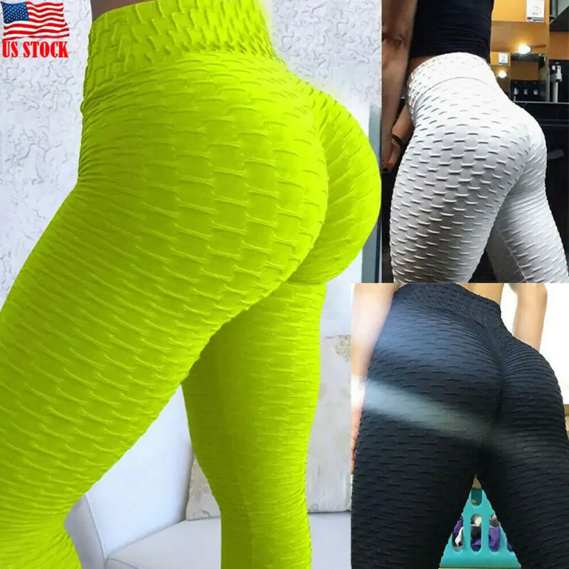 

Women Ruched Push Up Leggings Yoga Pants Anti Cellulite Sports Scrunch Trousers