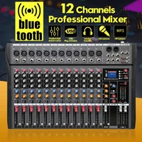 12 channel stereo sound mixing console bluetooth usb record computer playback phantom power usb digital audio mixer amplifier