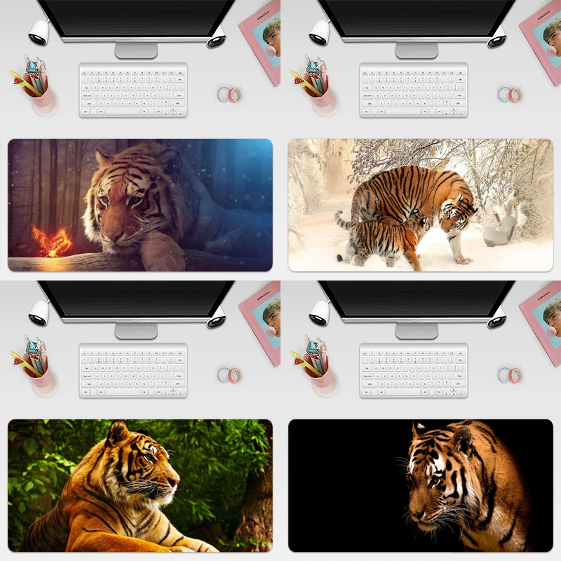 

Игровой коврик для мыши Tiger, большой игровой коврик для мыши, резиновый коврик для клавиатуры и компьютера