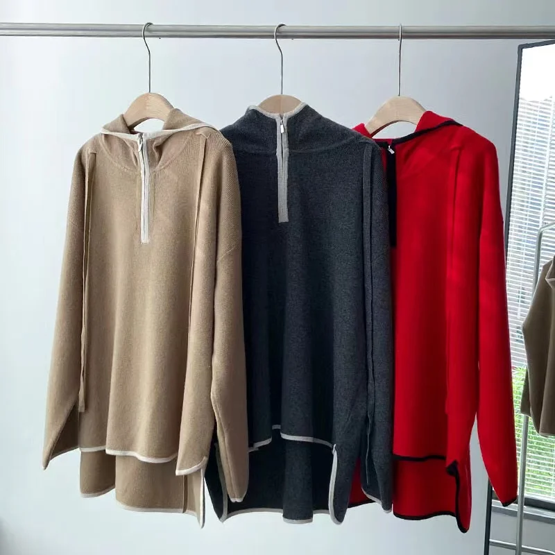 

High Quality Runway Design Sweater Pullover Women 2022 Spring Knitted Color Patchwork Cashmere Femme Sweater