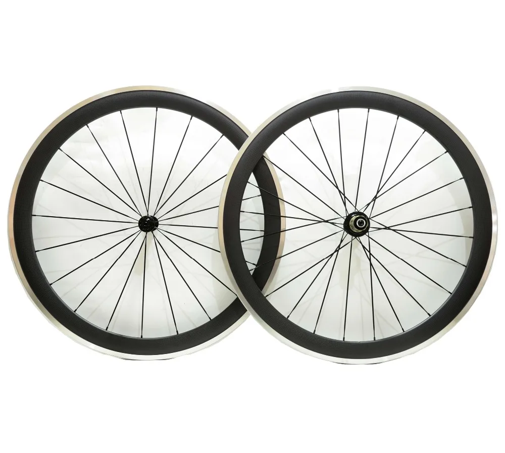 

700C 50mm depth 23mm width road bike wheelset alloy brake surface carbon wheels Clincher alloy rim 3k matte finish