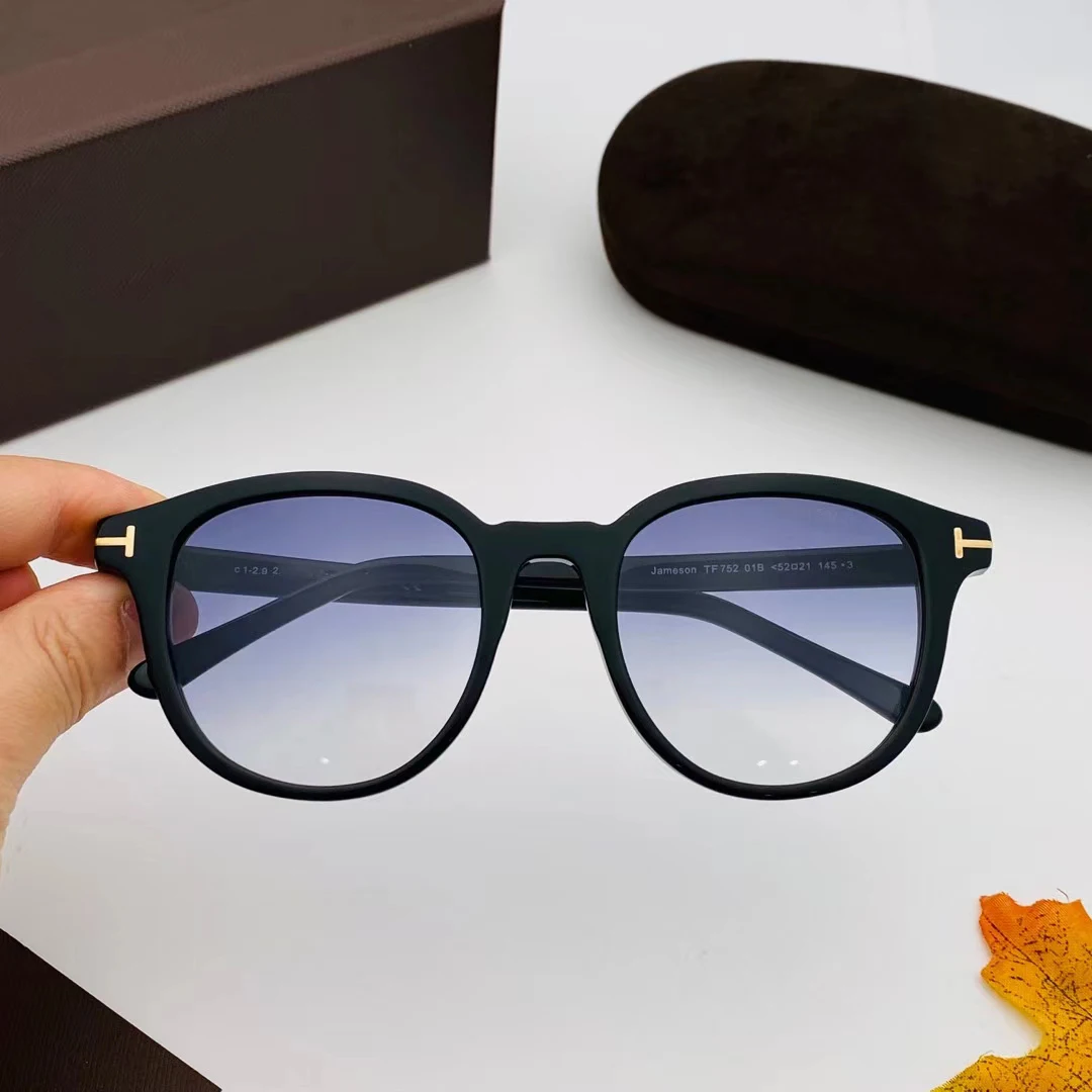 

Tom for Sun Glasses Frames Fashion Round Acetate Women Men Designer Myopia Prescription TF752 Sunglasses With Case