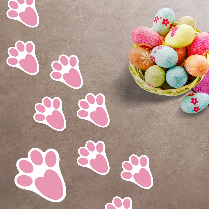 

Easter Rabbit Bunny Footprint Sticker Wall Stickers Creative Window Decoration Door Sticker Refrigerator Sticker Wall Poster