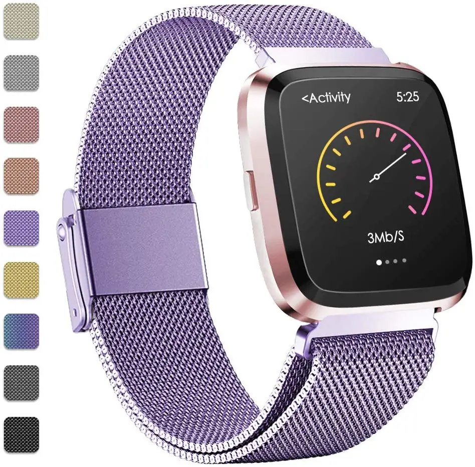 Ремешок металлический браслет из нержавеющей стали для Fitbit Versa ремешок на запястье Миланский Магнитный Браслет fit bit Lite Verse 2 Band аксессуары