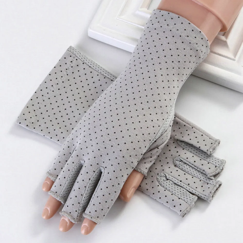 

Summer Sun Protection Half Finger Gloves Ladies Anti-UV Driving Ultra-thin Models Riding Leaking Fingers Cotton Women Gloves