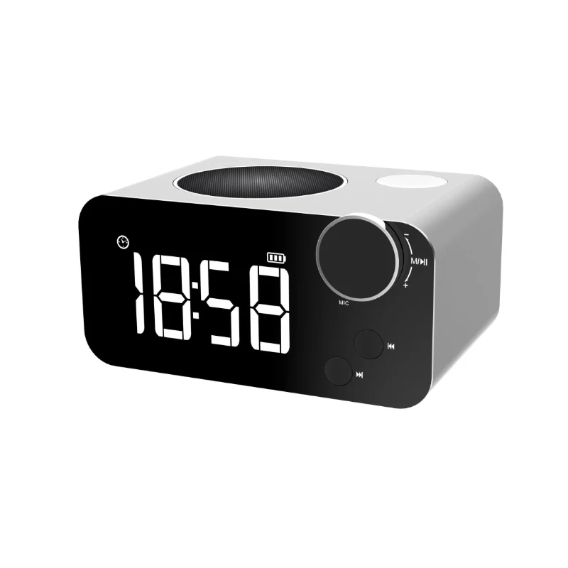 Alarm Clock LED Mirror Digital FM Radio Wireless Bluetooth Speaker Touch Sensing Electronic Desktop Tabke Clocks | Электроника