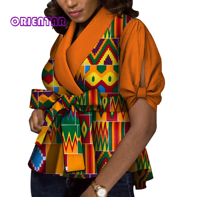 2021 африканская блузка для женщин базин богатый Африканский принт с V-образным