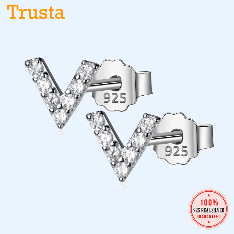

TrustDavis, 100% Стерлинговое Серебро 925 пробы, серьги-гвоздики, CZ камень, подарок на день рождения для женщин, корейский ювелирный аксессуар, вечер...