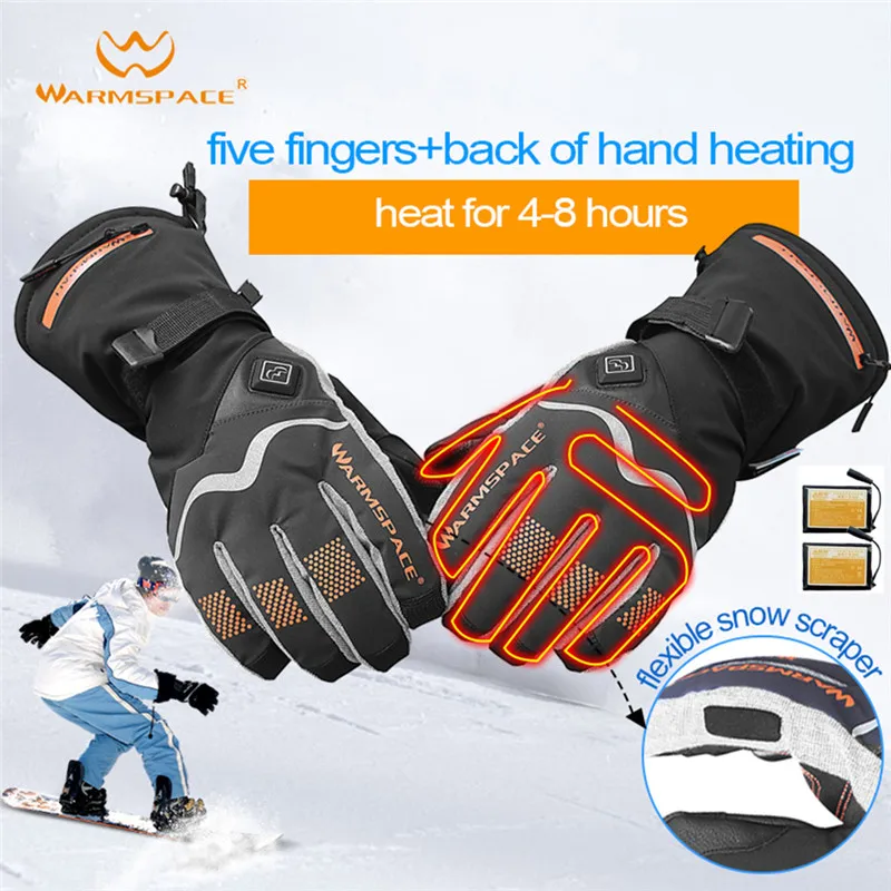 Smart Electric Heated Gloves Battery Powered Self Heating Skiing Guantes Winter Waterproof Motorcycle Riding Touch Screen Gloves