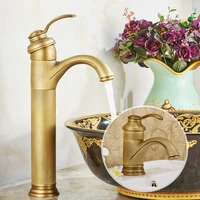 bathroom faucet antique brass basin faucet deck mounted single handle single hole hot and cold water tap zd006