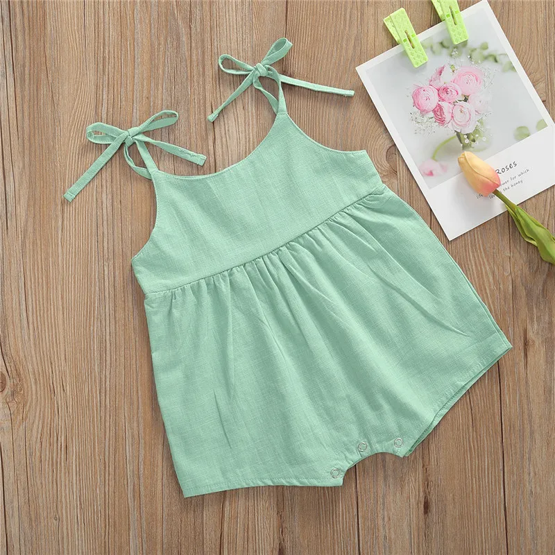 

Newborn Infant Baby Girls Boys Rompers 6 Colors Solid Sleeveless Sling Jumpsuit Baby Boy Girl Cotton Rompers Summer 1Pcs Outfits