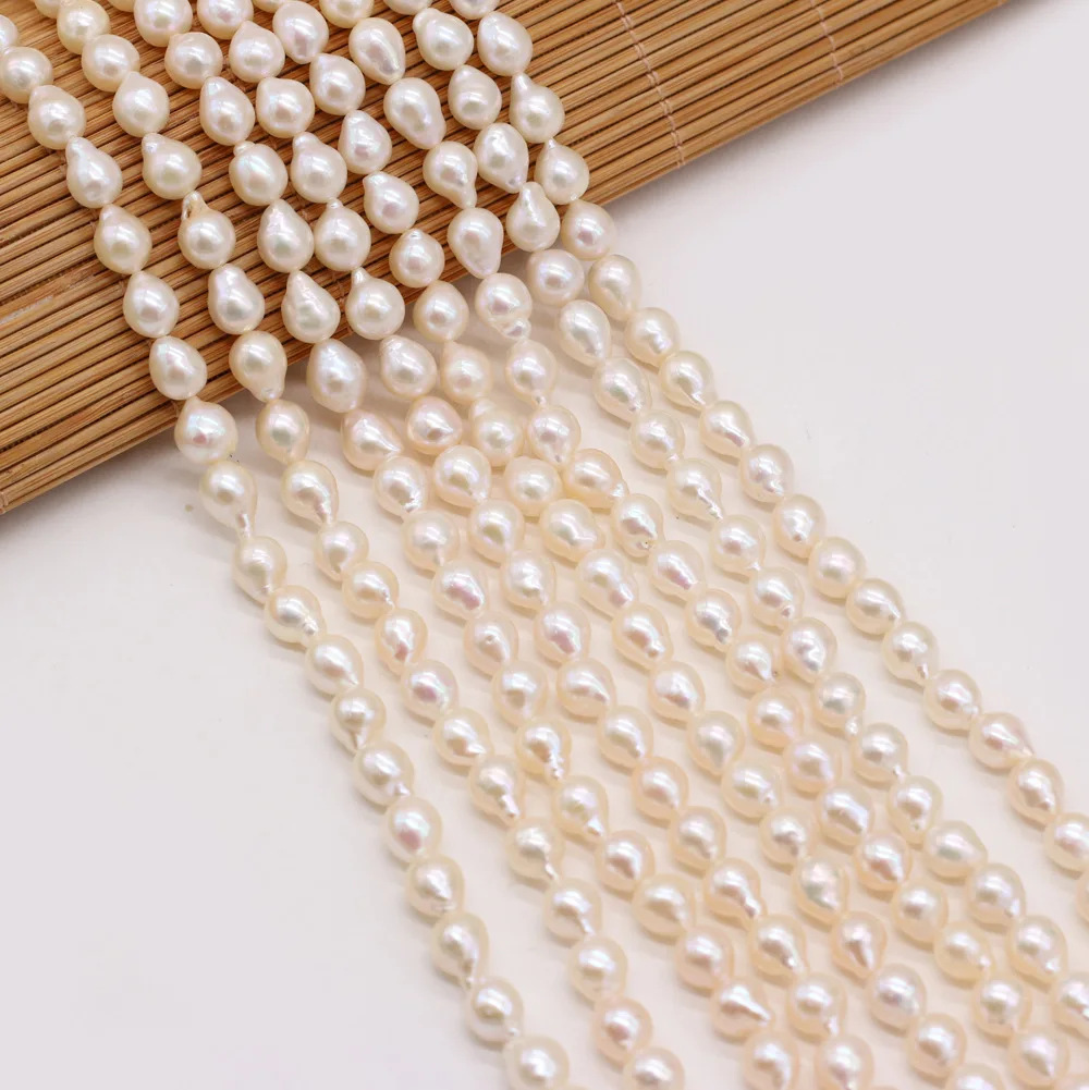 

MeiBaPJ 7-8mm Natural freshwater pearl beads irregular round water drop DIY jewelry necklace semi-finished products production