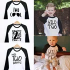 2nd на день рождения рубашка унисекс, надпись Wild and два дня рождения рубашка 2nd день рождения для мальчиков и девочек вечерние футболки детские футболки бледно-зеленого цвета, футболка с длинным рукавом для детей